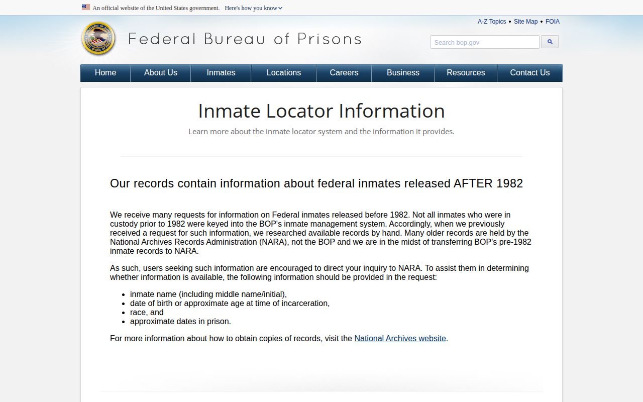 Federal Bureau of Prisons Mahnomen release field interpretation