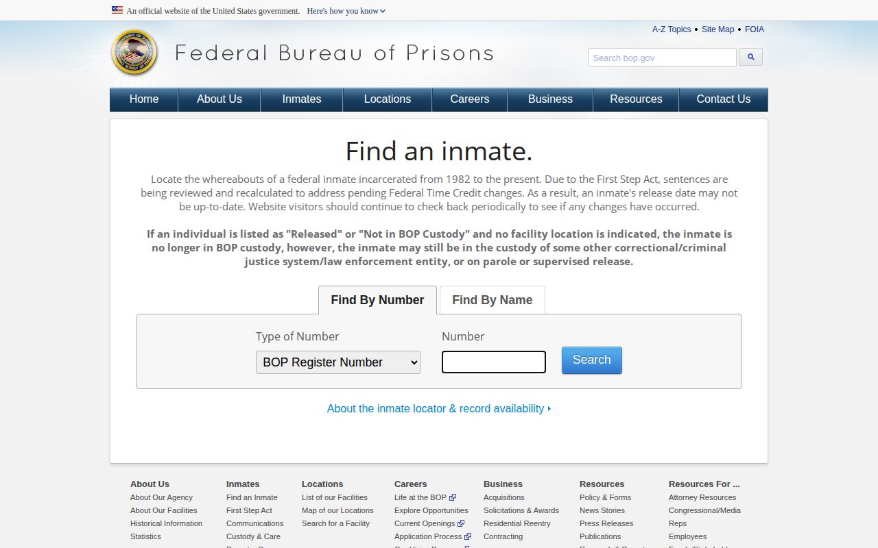 Federal BOP search for a Mahnomen County related released inmate